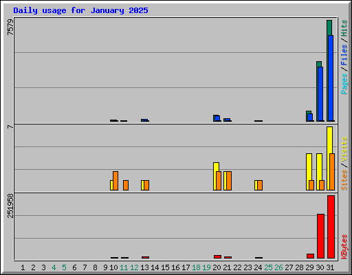 Daily usage for January 2025